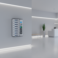 Y2 Power MIA, Casillero de Carga para Teléfonos Móviles con 8 Compartimentos, Código PIN, Estación de Carga Segura, Pantalla de Anuncios Opcional, Montaje en Pared o Suelo