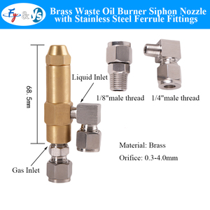 Injecteur de carburant à cône plein, buse de brûleur à huile usagée en laiton, système de combustion à <span class=keywords><strong>jet</strong></span> d'atomisation d'air et d'huile, accessoires - Product Image 2