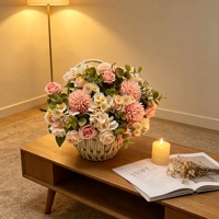 Kunstzijde Bloemenboeket Bruidsdecoratie Kathedraalstijl Bruidsboeket Handgebonden Roos Madeliefje Chrysanthemum Oranje