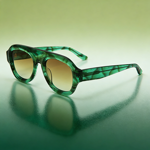 Lunettes de soleil surdimensionnées de luxe pour femmes, de marque italienne, fabriquées à la main, polarisées, monture verte, logo personnalisé, lunettes en acétate - Product Image 1