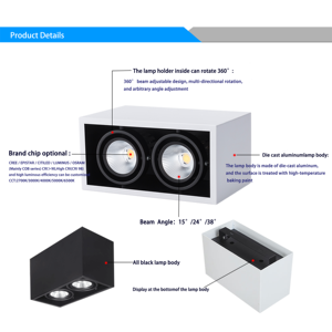 Led Vuông Downlight Bề Mặt Gắn Trần Ánh Sáng Thay Đổi Độ Sáng 15W 20W 25W 30W Nhôm <span class=keywords><strong>COB</strong></span> LED Xuống Ánh Sáng - Product Image 5