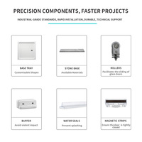 Pintu Kamar Mandi Pivot Semi-Frameless YEETE Modern Titanium Gold dengan Kaca Pengaman Temper 6mm,  Penutup yang Dapat Disesuaikan, untuk Proyek Gedung Tinggi