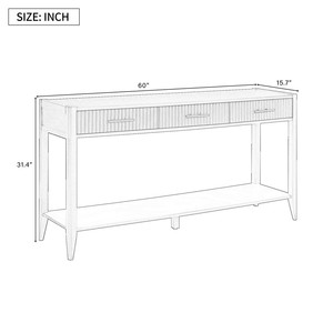 Mesa Consola Moderna de Madera Maciza Pintada con Detalles Ecológicos, 3 Cajones y Estantes de Almacenamiento para Sala de Estar, Villa, Hotel, Entrada - Product Image 6