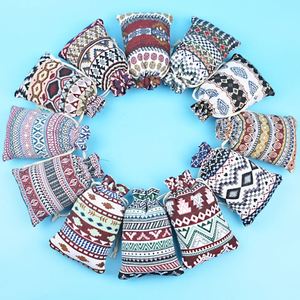 Sacs cadeaux en coton à cordon de serrage de style ethnique rétro, imprimés sur place, pour l'emballage d'aromathérapie et de thé, vente en gros - Product Image 1