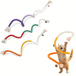 Giocattolo da Masticare per Gatti in Corda di Cotone con Nodo, Bastoncino Anti-Noia per Auto-Intrattenimento, Giocattolo Durevole per la Dentizione, Bacchetta Teaser per Gattini e Cani - Product Image 1