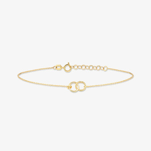 Pulsera Minimalista de Plata de Ley 925 con Dijes, Anillos Dobles Circulares, Pulseras Lisas Chapadas en Oro para Mujer - Product Image 1