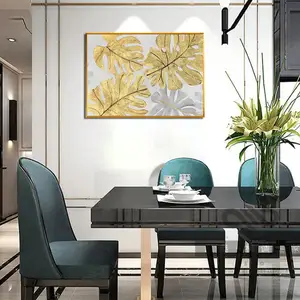 Originele Kunst Moderne Stijl Gouden Blad Olieverfschilderijen Hoge Kwaliteit Met De Hand Geschilderd Door Oude Meester Bloem Muur Decor Op Canvas