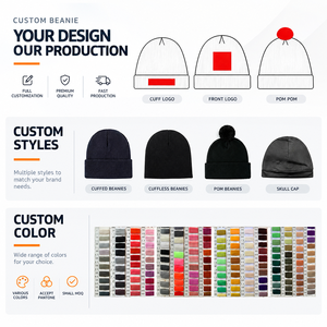 Custom Private Label Jacquard Knitted Sport Hockey Pom Pom Beanie <strong>Hat</strong> Acrylic Winter Toque <strong>Bobble</strong> <strong>Hat</strong> for Men <strong>Women</strong> - Product Image 4