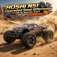 HOSHI N518 Camion monstre RC 4x4 1/8 avec différentiel en acier amélioré, 100 km/h, ESC Hobbywing 120A, servo 20 kg, 1/2/3 batteries, voiture RTR