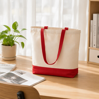 Sac fourre-tout en toile de coton rouge biologique recyclé, structuré, écoresponsable, avec logo personnalisé imprimé