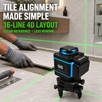Niveau laser vert 4D 16 lignes 360 degrés, auto-nivelant, outil de nivellement croisé pour la construction et l'installation de sols, murs, carreaux et plafonds