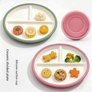 Silicone-china <b>Plates</b> Strong Suction Base Microwave-safe Suitable Steaming Boiling Shatter-proof Fresh Cute Baby Food <b>Plate</b> - Product Image 1