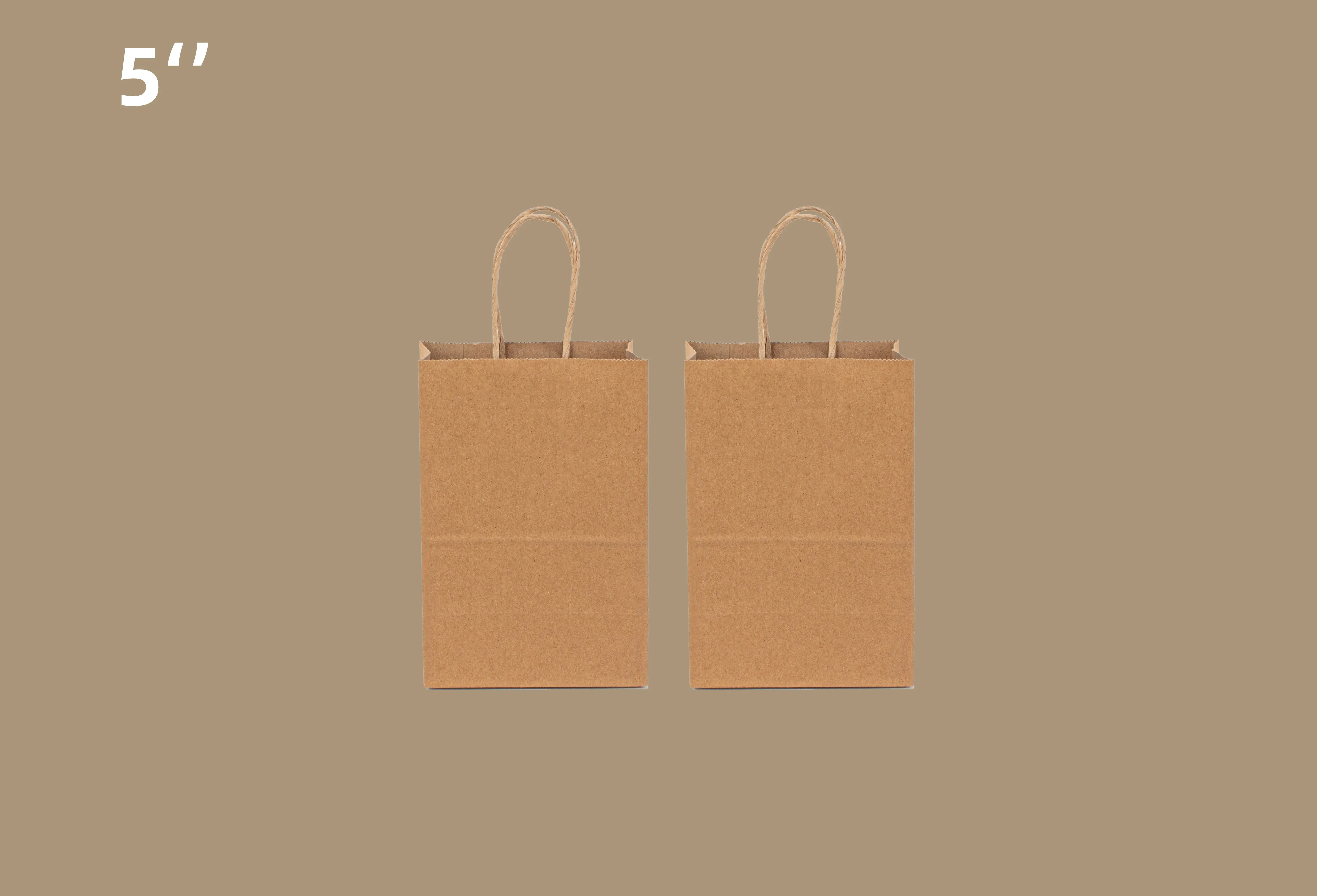 Wholesale Retail Custom Paper Bags With Logo For Small Business Kraft Paper Andy Grocery Paper Shopping Bag 4.25*3.25*8 Inch