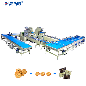 Bakery <strong>Cookie</strong> Bicky 1-to-2 Automatic Feeding Packaging Line Upper Cake Biscuits Sorting Horizontal Sealing Packing Machine