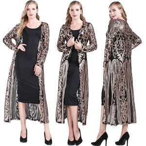 Modische Neue Damenkleidung Lange Pailletten-Strickjacke mit Offener Front Langarm Mesh-Cardigan Bluse Überwurf Mantel für Abendveranstaltungen Abschlussball Party Oberteil Geschenk - Product Image 3