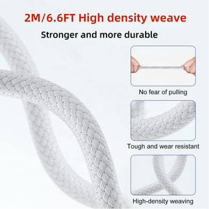 Nueva Venta de Cable 3 de 140W a magnético para <span class=keywords><strong>MacBook</strong></span> <span class=keywords><strong>pro</strong></span> 14 16 Air <span class=keywords><strong>2M</strong></span> Nylon Tipo C Cables de carga rápida - Product Image 3