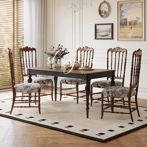 Mesa de comedor, francesa, madera maciza, rectangular, estilo de mediana edad, mesa de comedor y juego de sillas, mesa de comedor retro de gama alta - Product Image 1