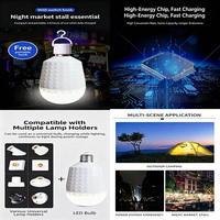 Ampoule LED à charge USB, télécommande tactile, intensité variable, lumière du jour 6000K, pour jardin, urgence, panne de courant, camping extérieur, marché nocturne