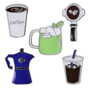 Macchina da caffè coreana giapponese a goccia spilla alla moda color caffè con spilla da tè con spilla da tè con spilla accessori