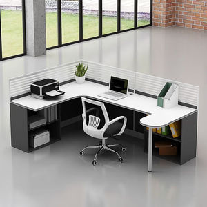Modern yeni ofis masası koltuğu kombinasyonu basit l-şekilli bilgisayar masası ile depolama dolabı Panel ahşap tarzı ofis iş istasyonu - Product Image 4