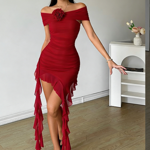 Robes de Cocktail Semi-Formelles sans Bretelles, <span class=keywords><strong>Robe</strong></span> Maxi Tube pour Soirée et Invitée de <span class=keywords><strong>Mariage</strong></span> - Product Image 2