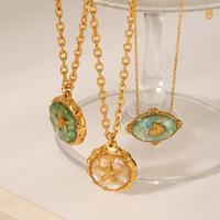 Collier avec pendentif en forme d'étoile de mer en coquillage plaqué or 18 carats, chaîne en acier inoxydable, style océan