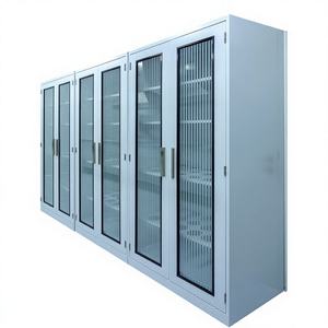 ארון כימיה מודרני דו-דלתי לאחסון ריאגנטים גבוה, עשוי פלדה ומתכת עם עיצוב פאנל עץ - Product Image 4