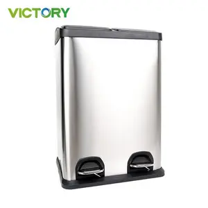 Good Quality Square Iron Coating Rectangle Garbage Waste Recycle 2 Compartment Bin