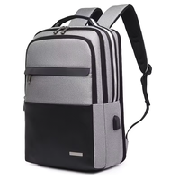 Sac à dos d'école unisexe grande capacité avec logo personnalisé, port USB, sac d'ordinateur portable étanche pour voyage d'affaires