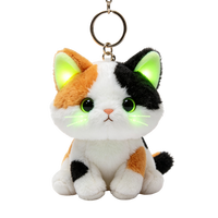 Porte-clés en peluche chat lumineux OEM d'usine, avec logo couleur personnalisé, oreilles lumineuses et base à moustaches, mini pendentif pour les distributeurs mondiaux d'accessoires