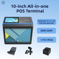 Tableta POS Táctil Android de 10 Pulgadas con Pantalla Dual para Restaurante, Pedidos de Comida, Caja Registradora, Impresora, Escáner