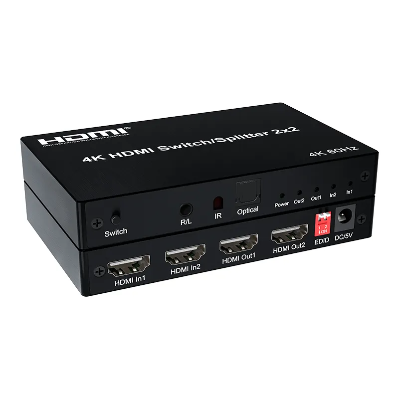 SOFLY 4K 60Hz HDMI Switch Splitter 2X2 HDMI Switch 2 in 2 out with Audio