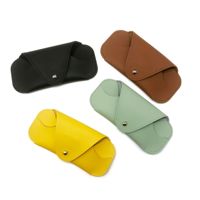 Étui à lunettes de soleil et à lunettes de vue en cuir fin, léger, portable, souple, unisexe, gris