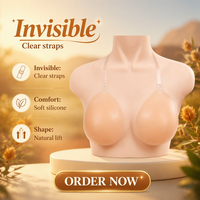 Soutien-gorge classique en silicone sans couture, à bonnets profonds et ronds, adhésif, sans dos, avec bretelles pour le cou