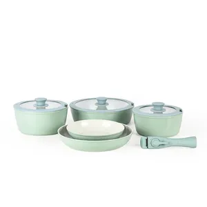 Zhongheng 9 cái chậu và chảo đặt không dính Cookware Set có thể tháo rời xử lý cảm ứng nhà bếp Cookware sets với có thể tháo rời xử lý