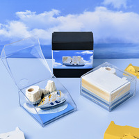 Ornement de bureau personnalisable en carton 3D découpé en forme de voilier, bloc-notes calendrier à pages détachables sans colle, directement de l'usine