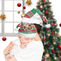 Chapeau de Noël personnalisé avec impression à la demande (POD) motif vache des Highlands et Père Noël, OEM ODM, sans MOQ, pour enfants et familles, assorti pour les fêtes, réglable