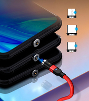 Câble de charge magnétique USB 3-en-1 en nylon tressé rotatif pour iPhone et téléphones Android RSZ1 – Idéal pour le dropshipping