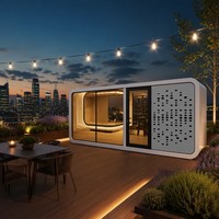 Maison conteneur modulaire moderne en acier, cabine portable type Apple Pod, extérieur isolé thermiquement, pour B&B, lodge ou entrepôt commercial