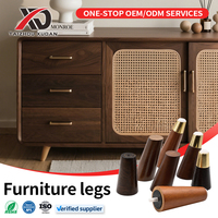 Pieds de meubles en bois massif de qualité commerciale XUDAN, pieds coniques pour canapé avec embouts métalliques pour canapé moderne, armoire, fauteuil