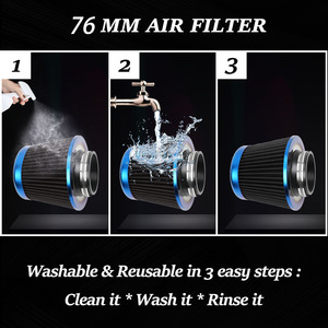 Filtro de aire de 76 mm de alto flujo con cabezal tipo hongo universal para modificación y mejora de automóviles - Product Image 4