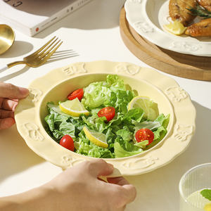 Assiette à dîner en céramique gaufrée 50 pièces Restaurant utilisation sans danger pour la nourriture petit déjeuner purée pâtes pain fruits de mer Dessert fruits - Product Image 5