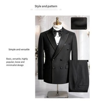 Costume de cérémonie haut de gamme à double boutonnage à carreaux pour homme, idéal pour les garçons d'honneur et les mariés – Meilleure vente