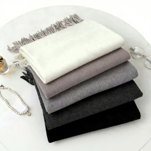 100% <b>Wool</b> Scarf Custom Logo Oversized Solid Color Tassel Fringe Winter Long Shawl <b>Wrap</b> Muffler Factory Direct Wholesale - Product Image 3