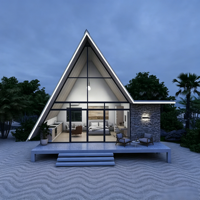 Maison préfabriquée modulaire en bois de type A, personnalisable et de grande taille, pour les vacances en famille, les centres de villégiature, les hôtels et les propriétés