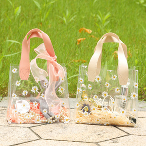 Bolsas de regalo con logotipo personalizado, bolsas de compras de <span class=keywords><strong>PVC</strong></span> transparentes con flores y Asa de PU - Product Image 5