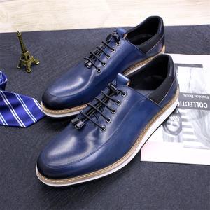 Chaussures habillées pour hommes de haute qualité, confortables, à lacets, semelle antidérapante avec design en patchwork - pour les occasions de mariage et de fête - Product Image 1