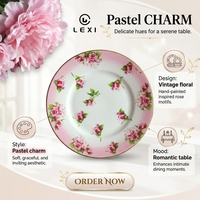 Assiette à dîner en céramique rose élégante de 10,5 pouces avec finition brillante, parfaite pour les banquets de mariage, les hôtels, les restaurants, design personnalisé