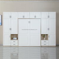 Lit escamotable moderne en bois avec armoire intégrée, design pliable, couleur et taille personnalisables, meuble de rangement pour chambre à coucher, taille Queen/King