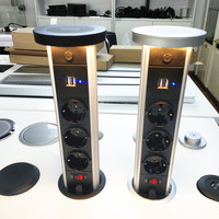 Toma de corriente oculta para cocina, torre de salida de alimentación de la UE, LED, USB, toma de sobremesa, enchufe de carga inalámbrica, Manual, 80mm